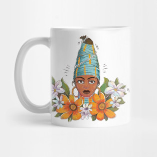 Beautiful African Woman with Flowers Mug