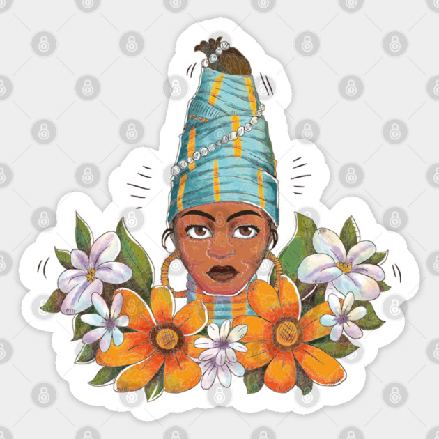 Beautiful African Woman with Flowers Sticker by HolidayBug