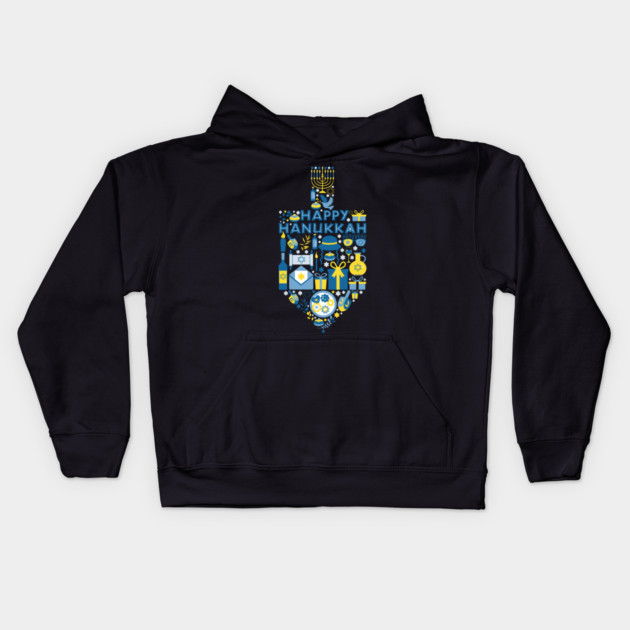 Hanukkah Dreidel Kids Hoodie by HolidayBug
