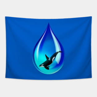 Water Drop and Orca Tapestry