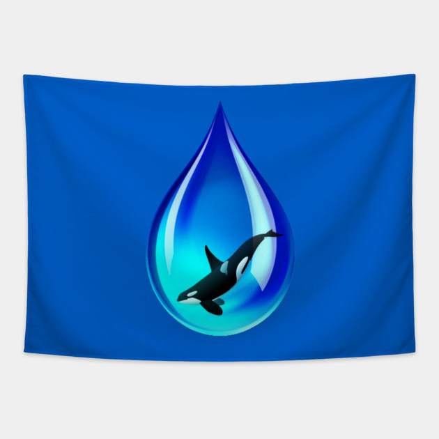 Water Drop and Orca Tapestry by HolidayBug