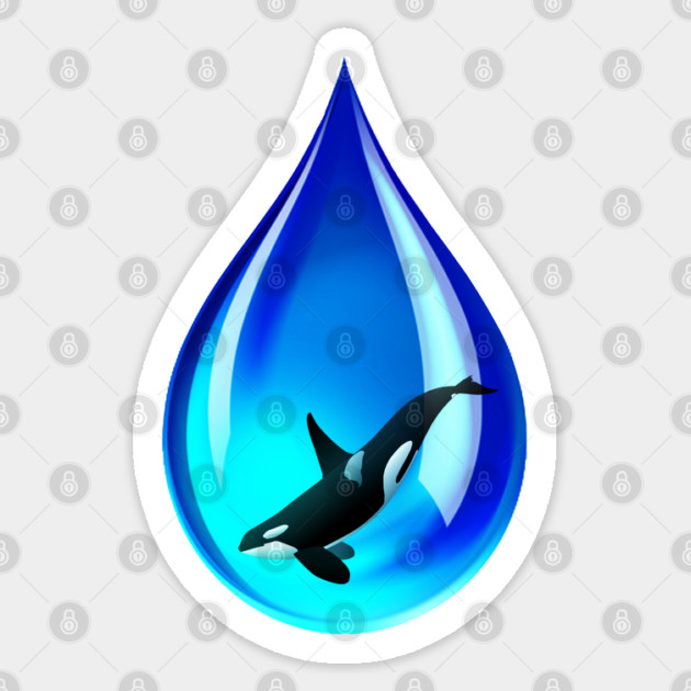 Water Drop and Orca Sticker by HolidayBug
