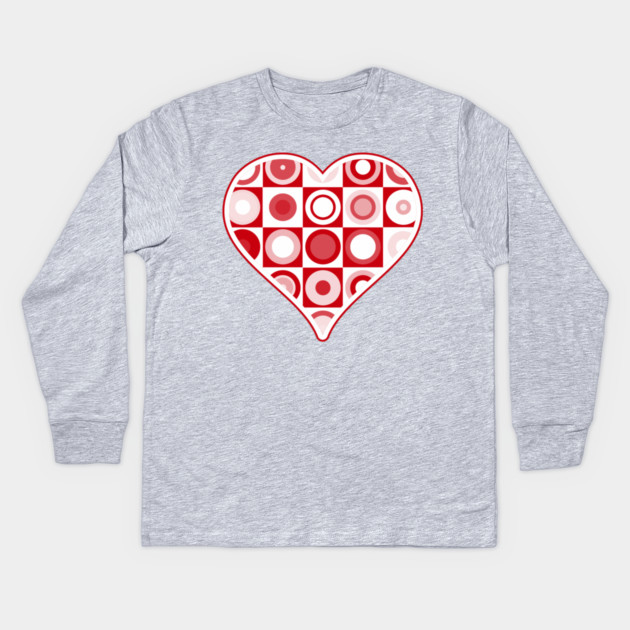 1960s Retro Red Circles Heart Kids Long Sleeve T-Shirt by HolidayBug