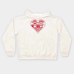 1960s Retro Red Circles Heart Kids Hoodie