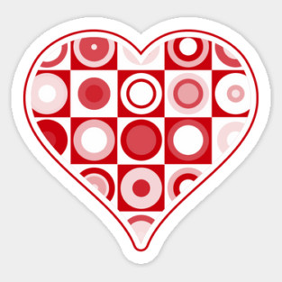 1960s Retro Red Circles Heart Sticker