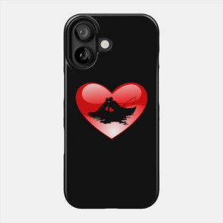 Silhouette Couple in Boat Heatt Phone Case