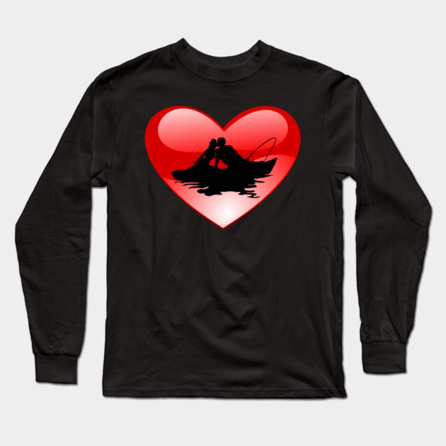 Silhouette Couple in Boat Heatt Long Sleeve T-Shirt by HolidayBug