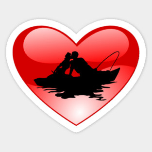 Silhouette Couple in Boat Heatt Sticker
