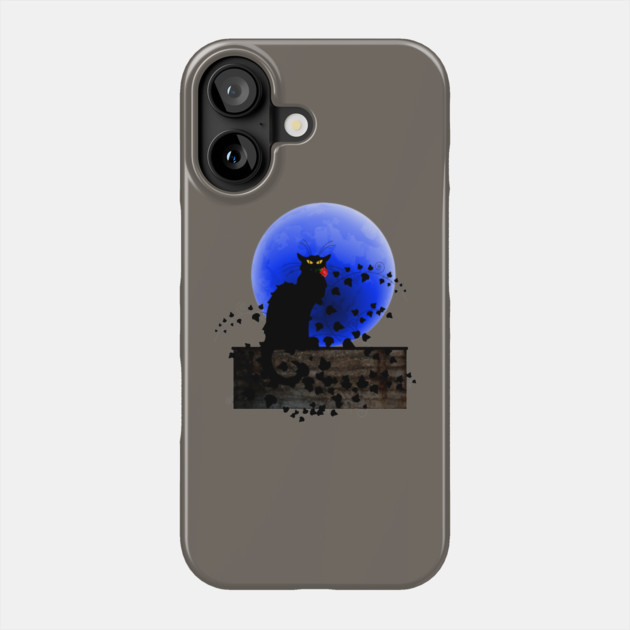 Chat Noir Blue Moon Red Rose Phone Case by HolidayBug