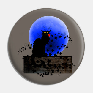 Chat Noir Blue Moon Red Rose Pin