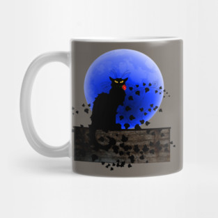 Chat Noir Blue Moon Red Rose Mug