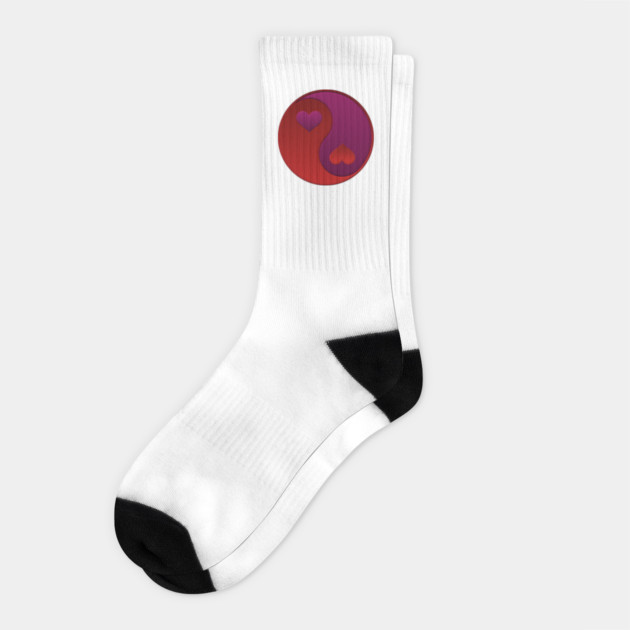 Red and Purple Yin-yang Hearts Socks by HolidayBug
