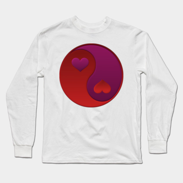 Red and Purple Yin-yang Hearts Long Sleeve T-Shirt by HolidayBug