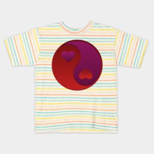Red and Purple Yin-yang Hearts Kids T-Shirt