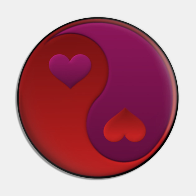 Red and Purple Yin-yang Hearts Pin by HolidayBug
