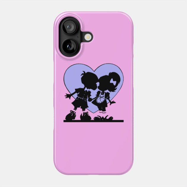 Retro Kiss Silhouette Heart Phone Case by HolidayBug
