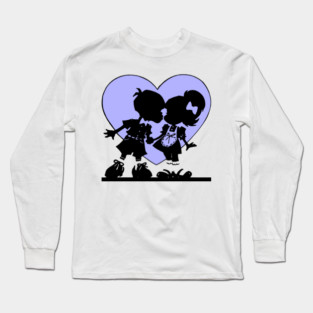 Retro Kiss Silhouette Heart Long Sleeve T-Shirt
