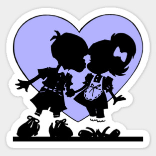 Retro Kiss Silhouette Heart Sticker