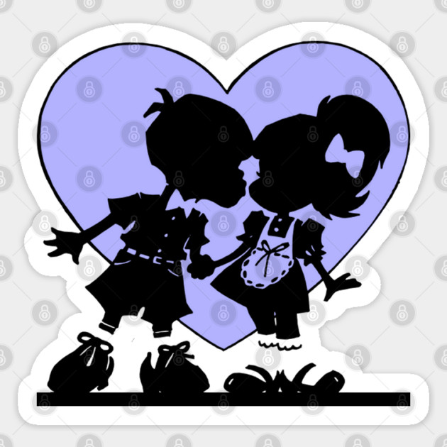 Retro Kiss Silhouette Heart Sticker by HolidayBug