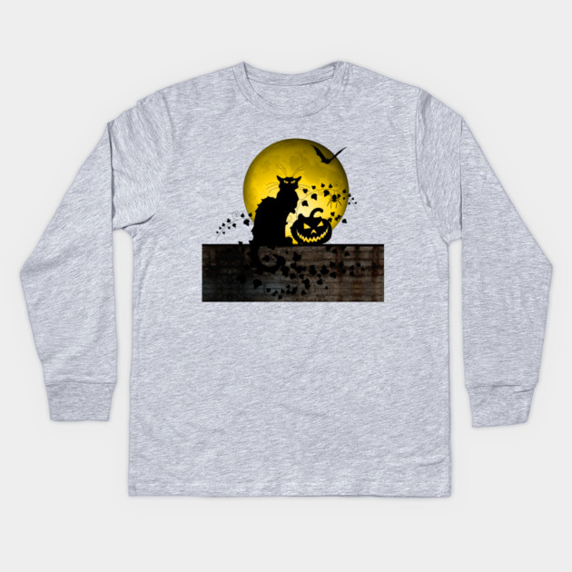 Chat Noir Halloween Kids Long Sleeve T-Shirt by HolidayBug