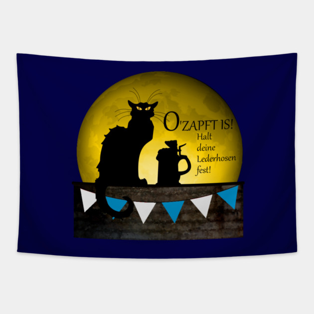 Chat Noir Oktoberfest Tapestry by HolidayBug