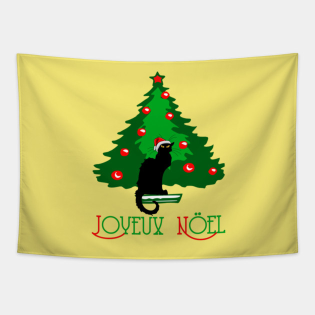 Chat Noir Joyeux Noel Tapestry by HolidayBug