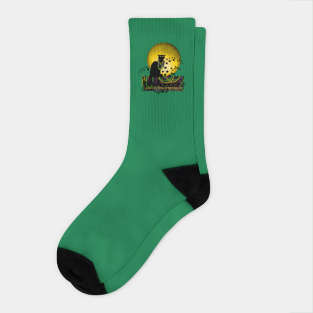 Chat Noir Mardi Gras Socks by HolidayBug