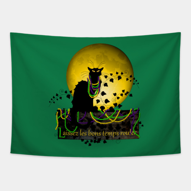 Chat Noir Mardi Gras Tapestry by HolidayBug