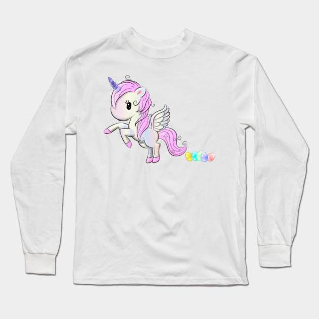 Easter Unicorn Pegasus Egg Poop Long Sleeve T-Shirt by HolidayBug