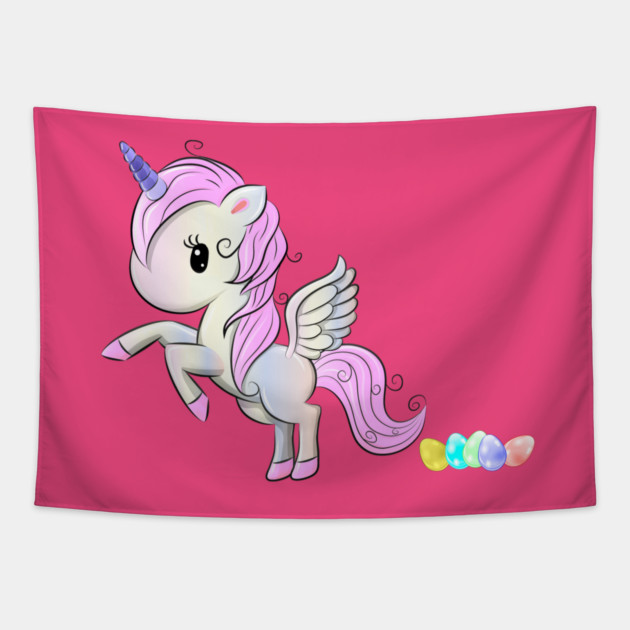 Easter Unicorn Pegasus Egg Poop Tapestry by HolidayBug