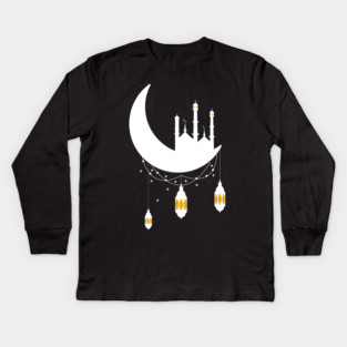 Ramadan Mosque Moon Lanterns, White Kids Long Sleeve T-Shirt