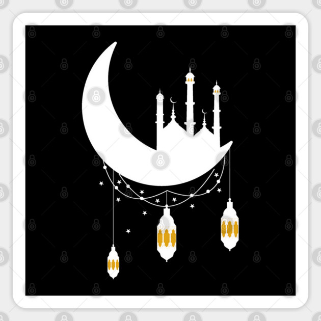 Ramadan Mosque Moon Lanterns, White Sticker by HolidayBug