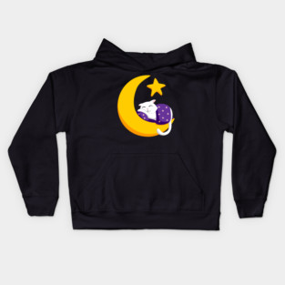 Sleeping Cat on Crescent Moon Star Ramadan Kids Hoodie