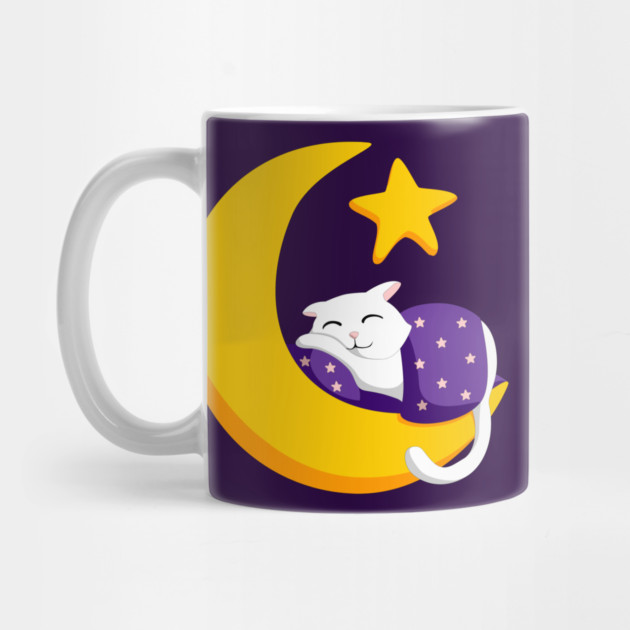 Sleeping Cat on Crescent Moon Star Ramadan by HolidayBug