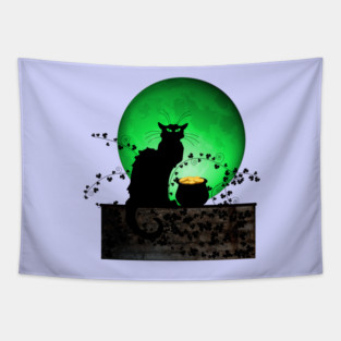 St. Patrick's Day Chat Noir Tapestry
