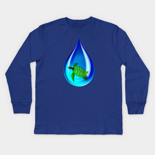 Water Drop and Turtle Kids Long Sleeve T-Shirt by HolidayBug