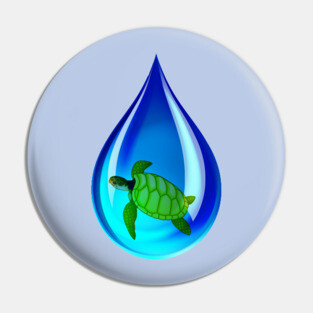 Water Drop and Turtle Pin