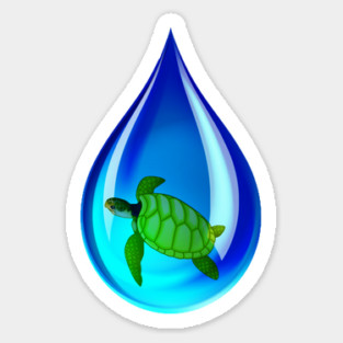 Water Drop and Turtle Sticker