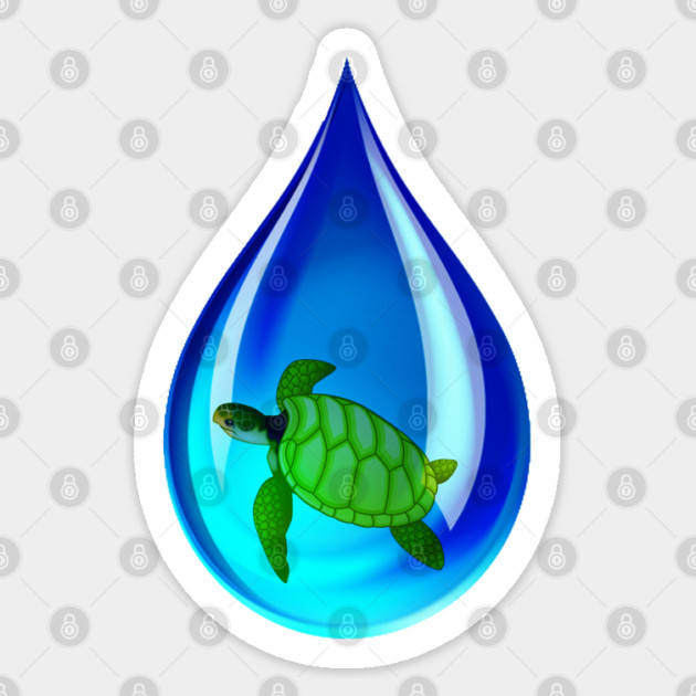 Water Drop and Turtle Sticker by HolidayBug