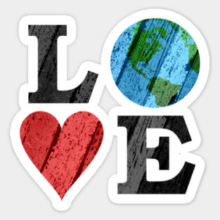 Earth LOVE with Heart and Earth Sticker