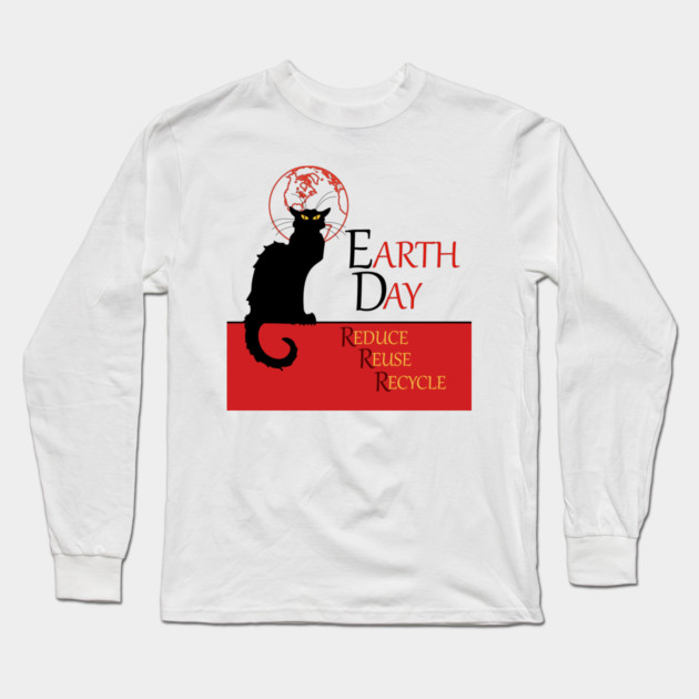 Chat Noir Earth Day Long Sleeve T-Shirt by HolidayBug