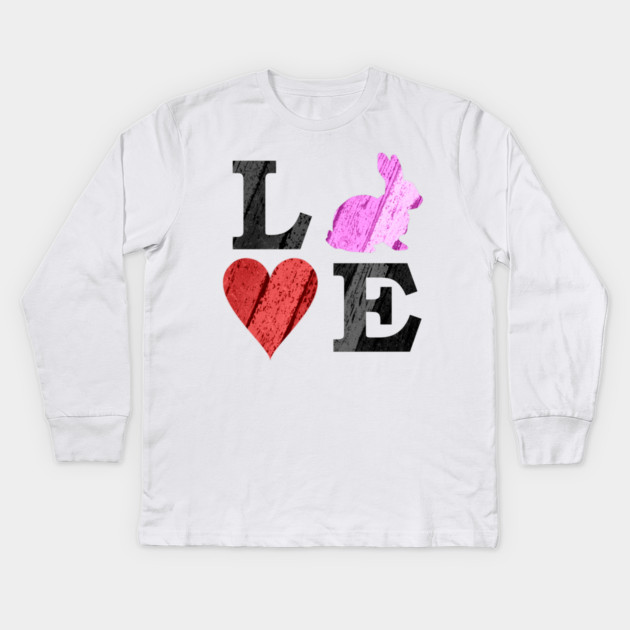 Easter LOVE with Heart and Bunny Kids Long Sleeve T-Shirt by HolidayBug