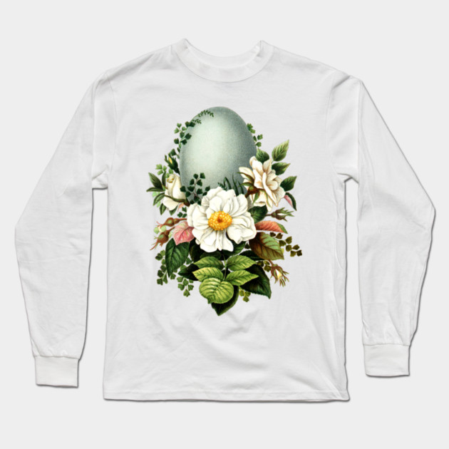 Vintage Robins Egg and Rose Long Sleeve T-Shirt by HolidayBug