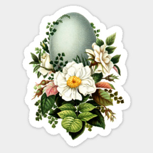 Vintage Robins Egg and Rose Sticker