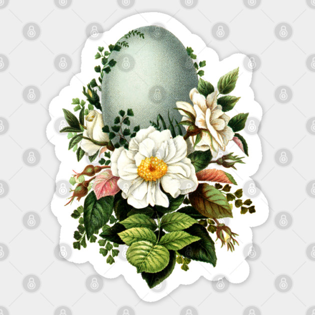 Vintage Robins Egg and Rose Sticker by HolidayBug