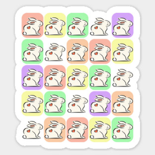 White Bunnies Patchwork Sticker