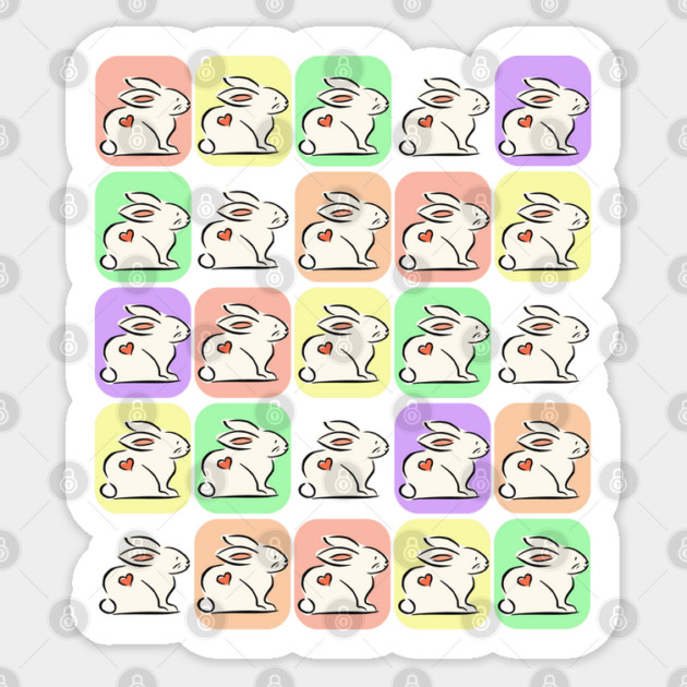 White Bunnies Patchwork Sticker by HolidayBug
