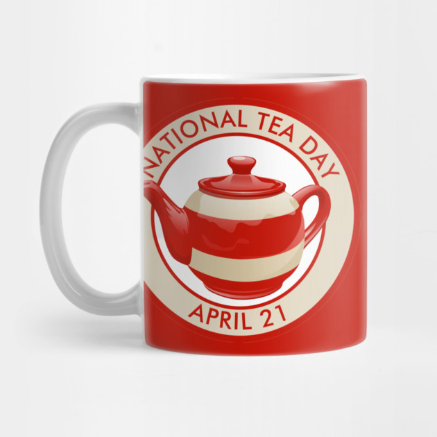 National Tea Day, red striped teapot by HolidayBug