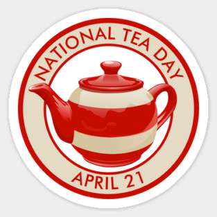 National Tea Day, red striped teapot Sticker