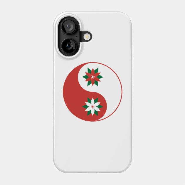 Christmas Poinsettia Yin Yang Phone Case by HolidayBug